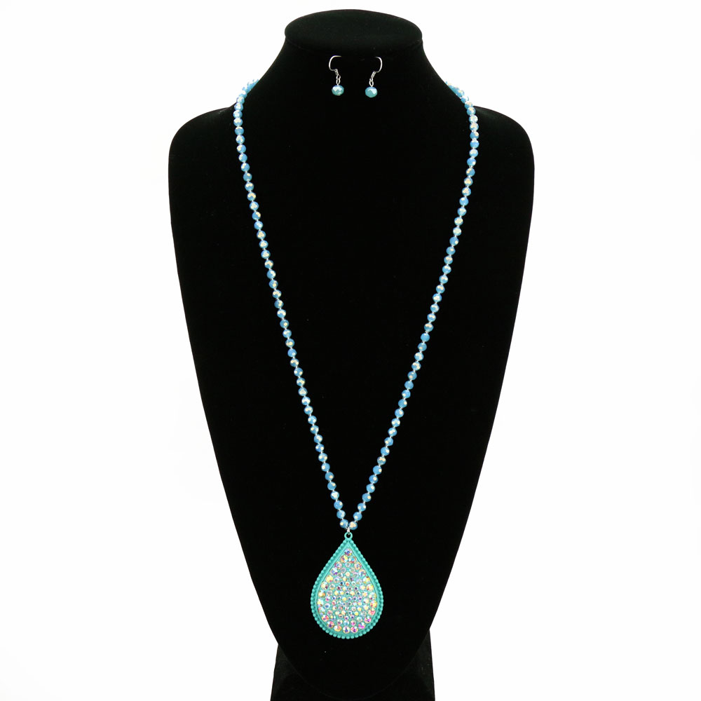 Teardrop Stone Pendant Necklace - Image 2