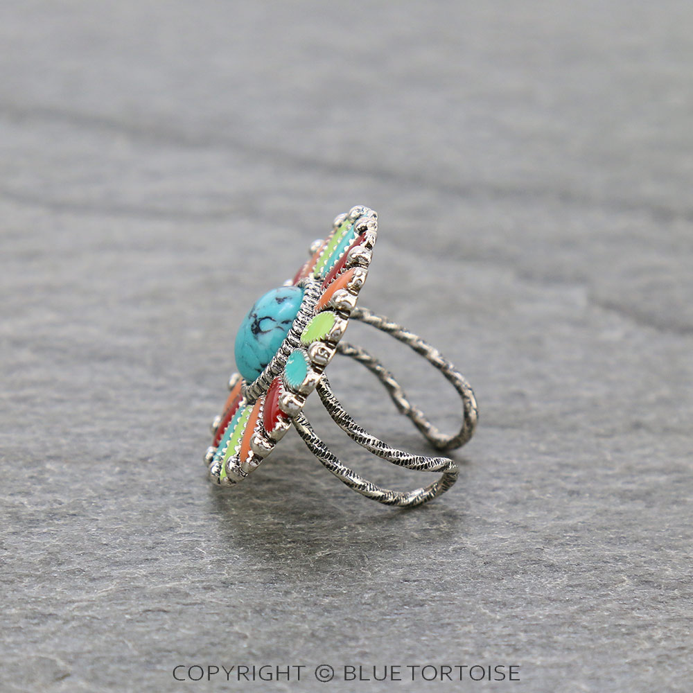 Western Epoxy Concho Adjustable Ring - Image 3