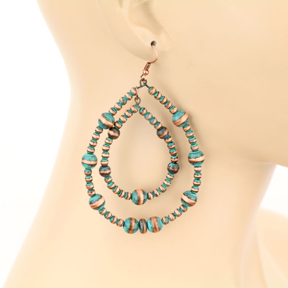 Navajo Style Pearl Dangle Earrings - Image 2