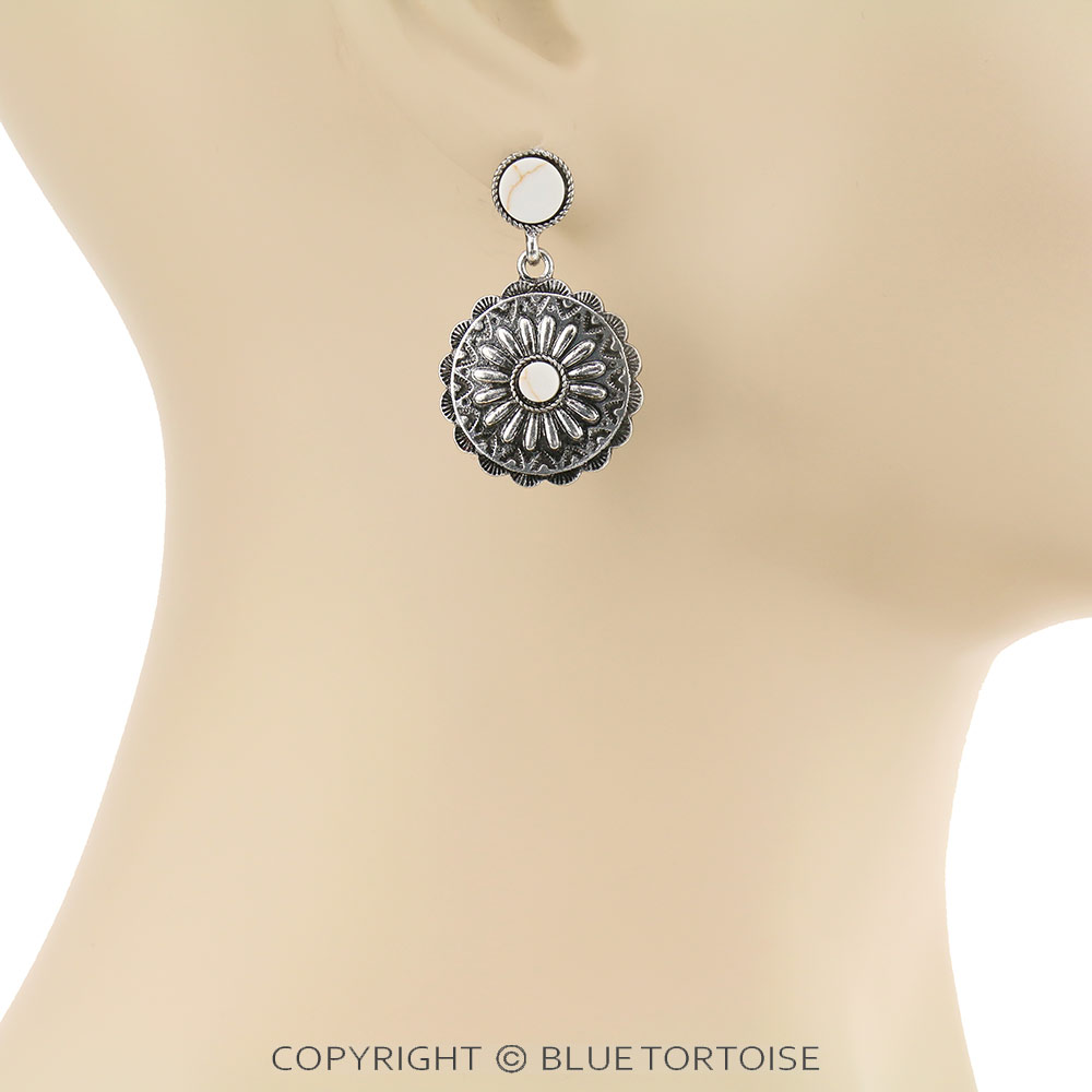 Western Concho Handmade Stone Stud Earrings - Image 2