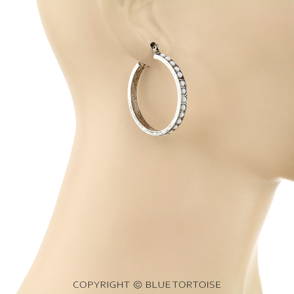 1.75" Western Bead Hoop Earrings - Image 2