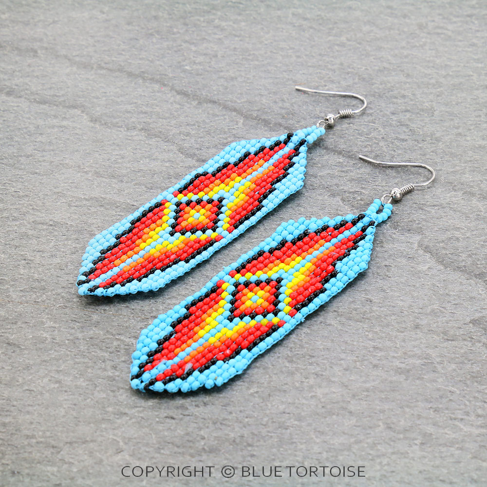 Aztec Seed Bead Dangle Earrings
