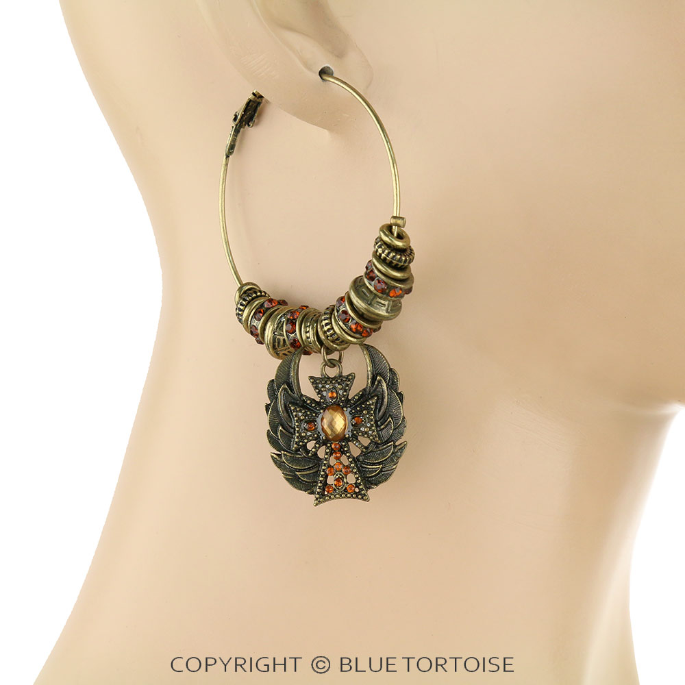 Cross Hoop Earrings - Image 2