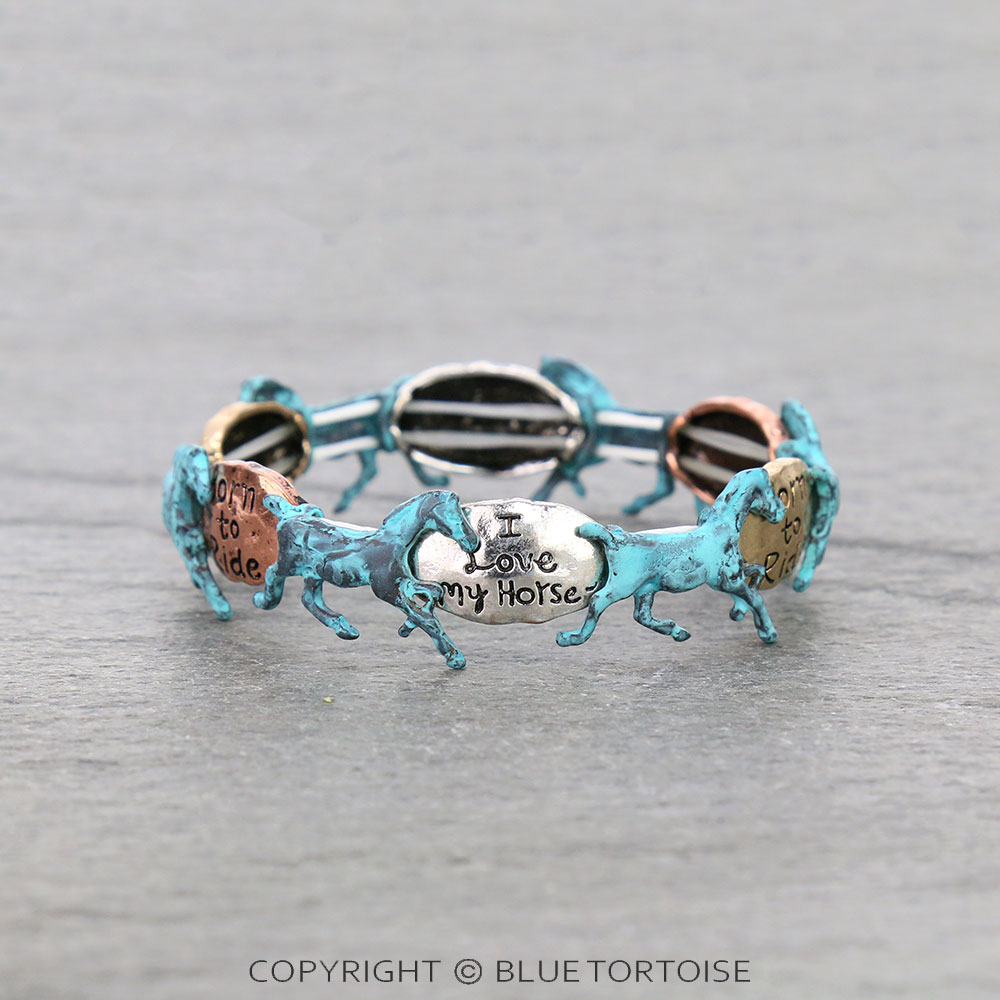 "Born To Ride" Horse Stretch Bracelet - Image 2