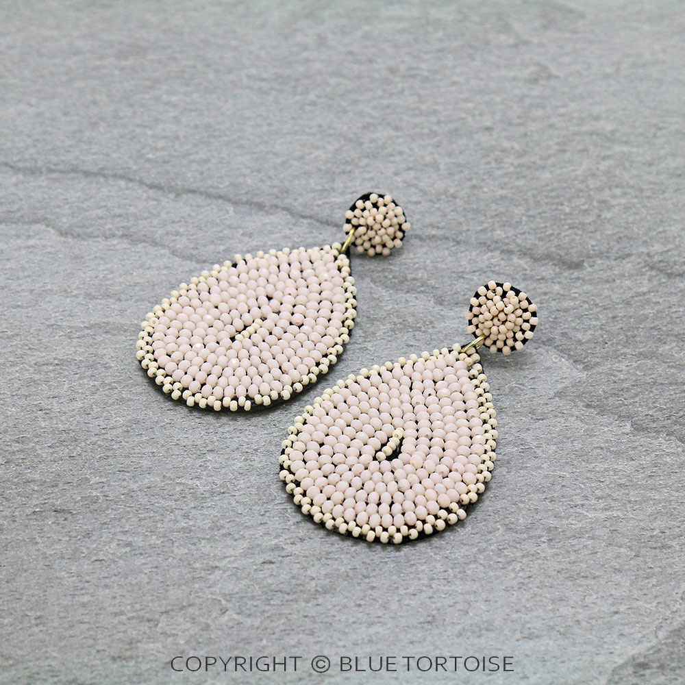 Glass Bead Teardrop Stud Earrings