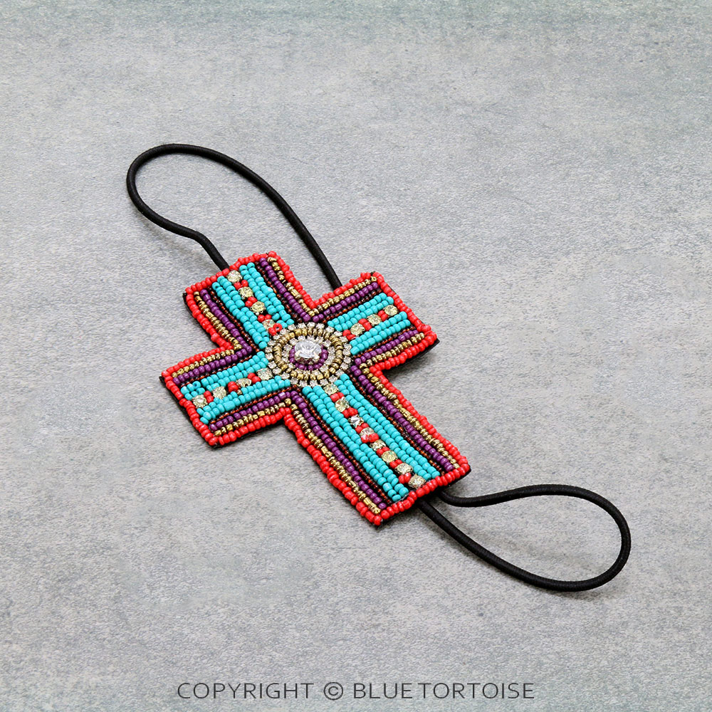 Western Seed Bead Cross Headband
