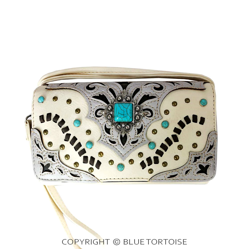Western Faux Leather Turquoise Accent Wallet