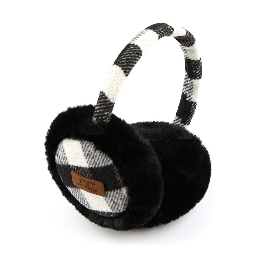 C.C Plaid Pattern Earmuffs with Black Trim