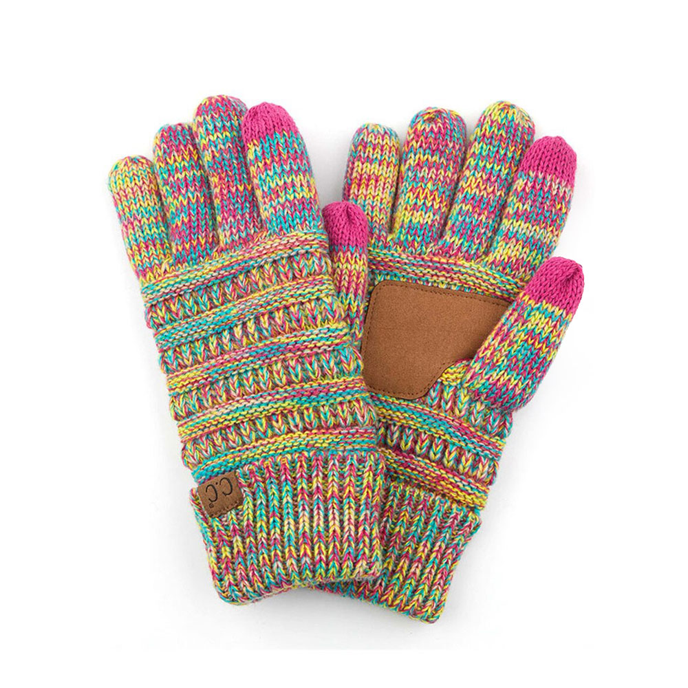 CC Multi Color Ribbed Glove with Fuzzy Lining