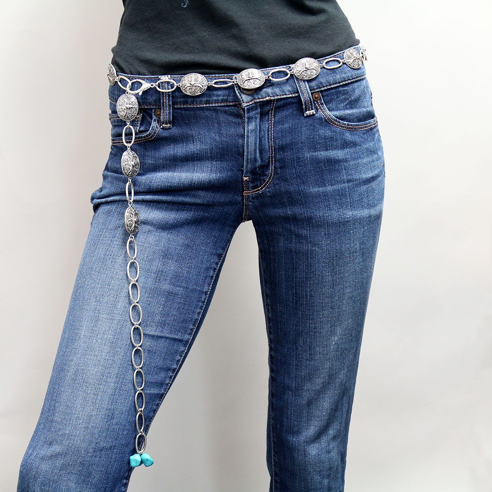 Western Steer Skull Chain Belt - Image 2