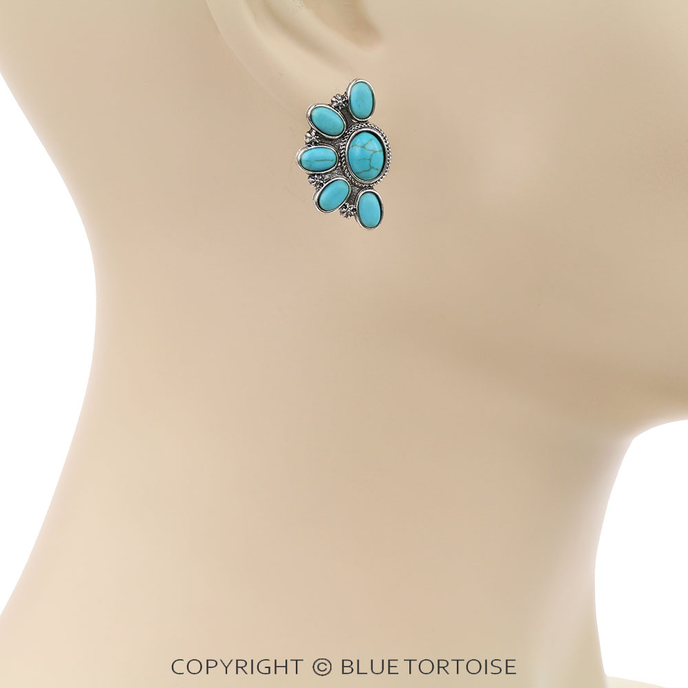 3 Pair Western Semi Stone Earring Set - Image 2