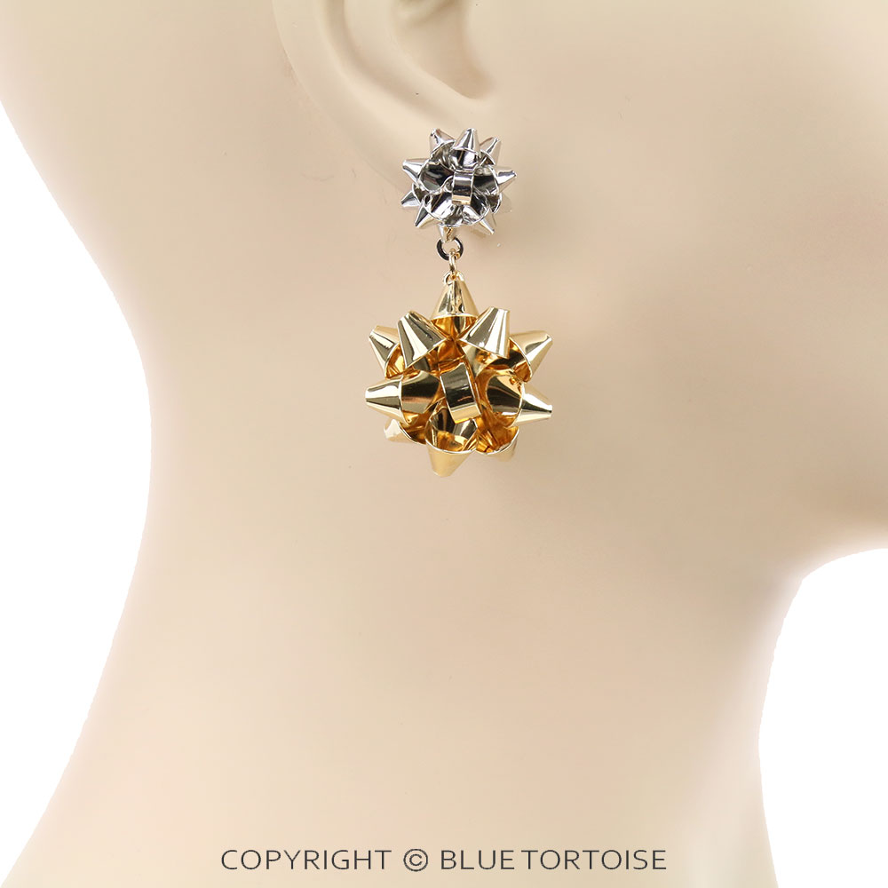 Christmas Bow Drop Stud Earrings - Image 2