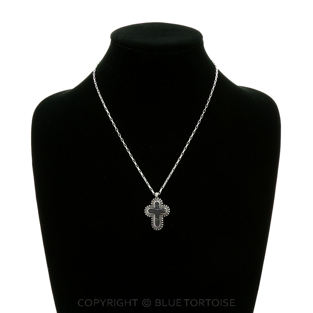 Western Hand Craft Stone Cross Necklace - Image 2