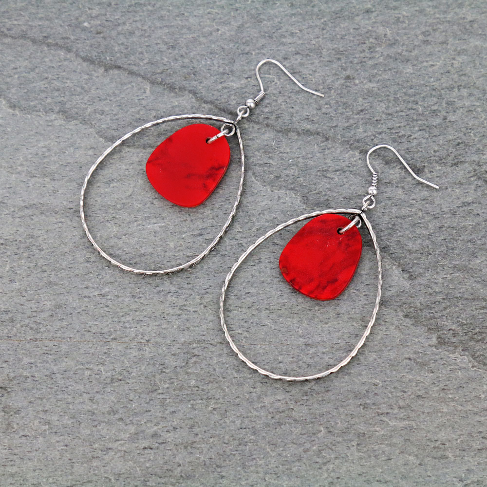 Teardrop with Stone Dangle Earrings