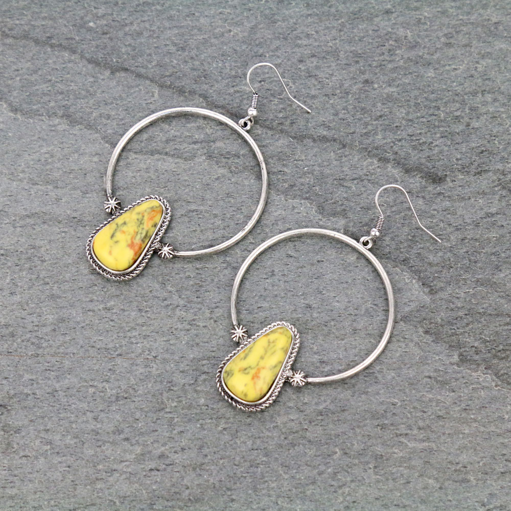 Stone Circle Dangle Earrings