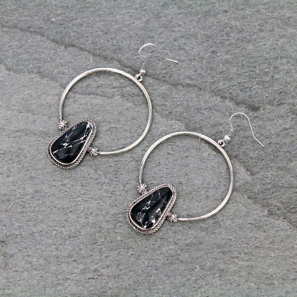 Stone Circle Dangle Earrings
