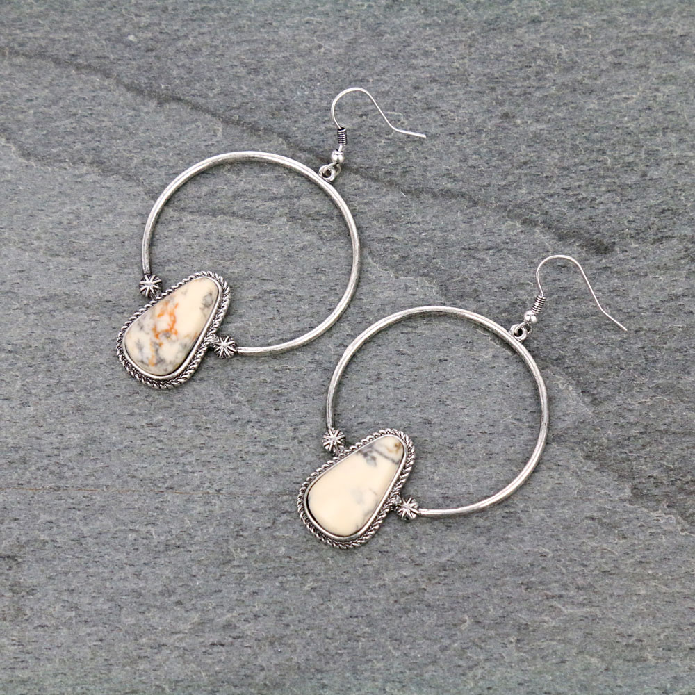 Stone Circle Dangle Earrings