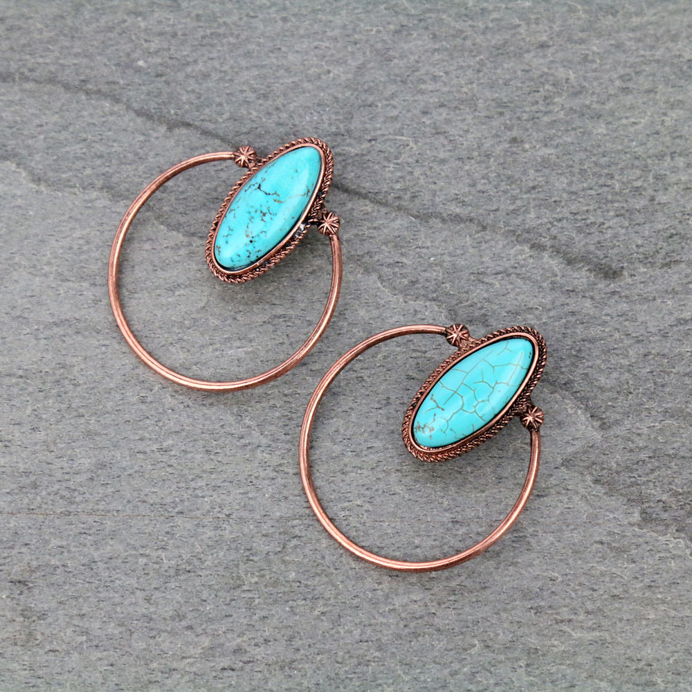 Stone Circle Stud Earrings