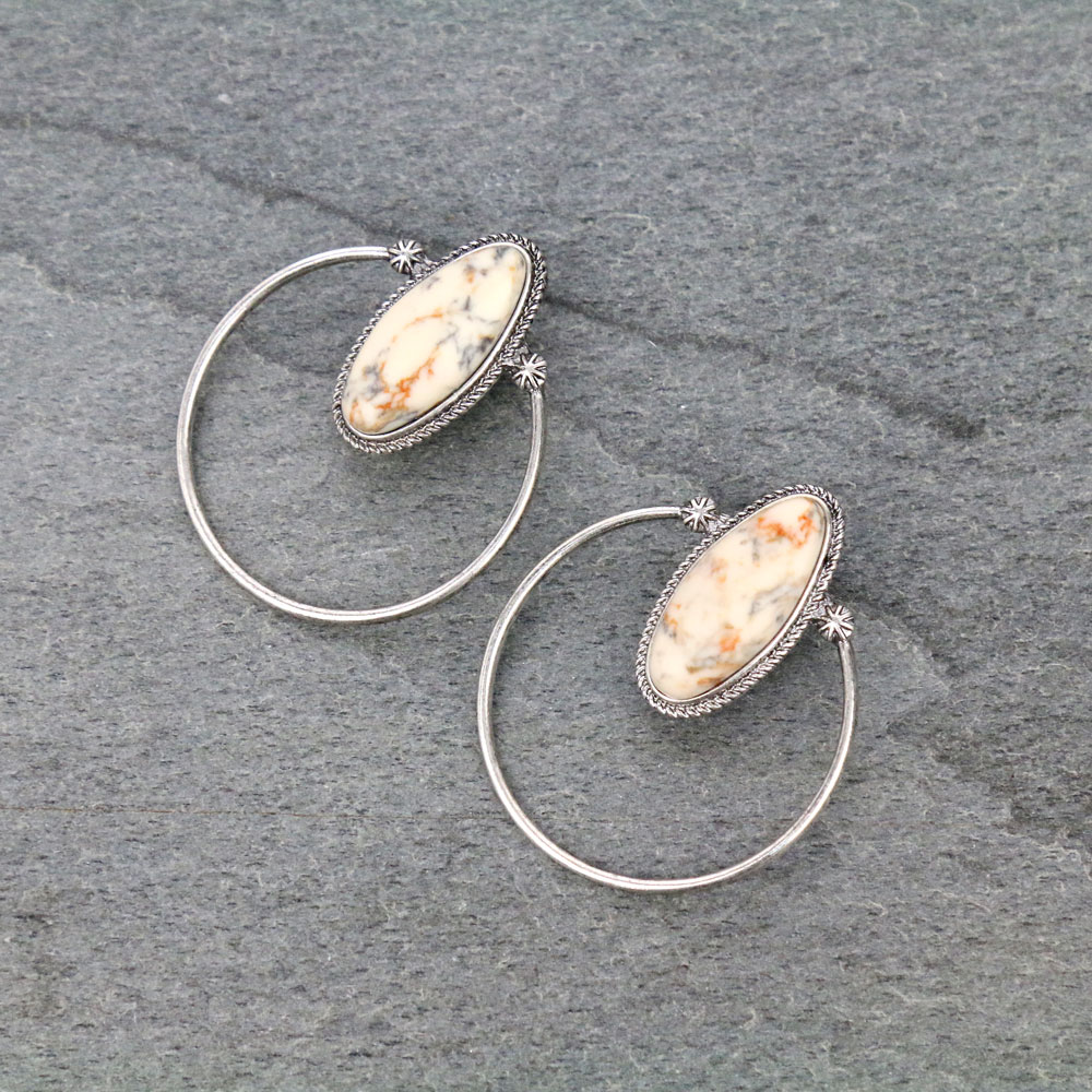 Stone Circle Stud Earrings