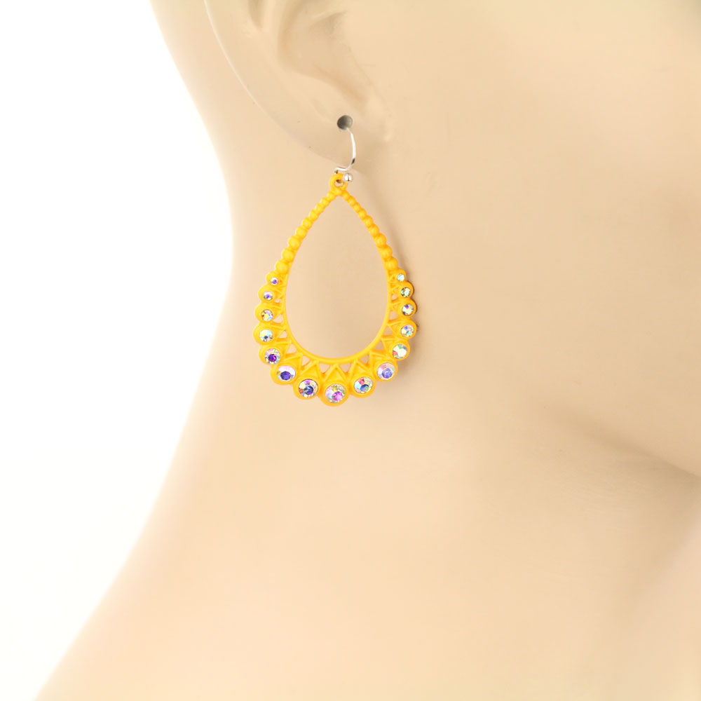 Teardrop Stone Dangle Earrings - Image 2