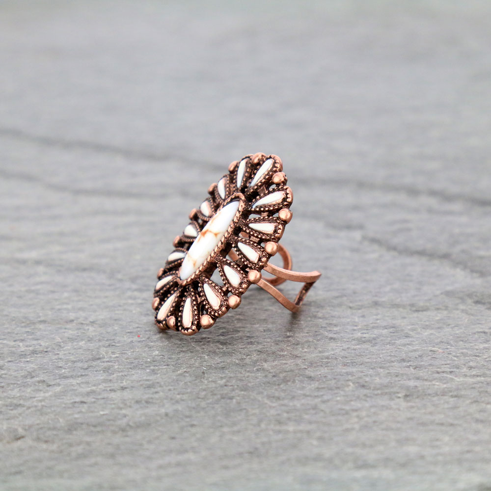 Western Design Stone Cuff Ring - Image 2