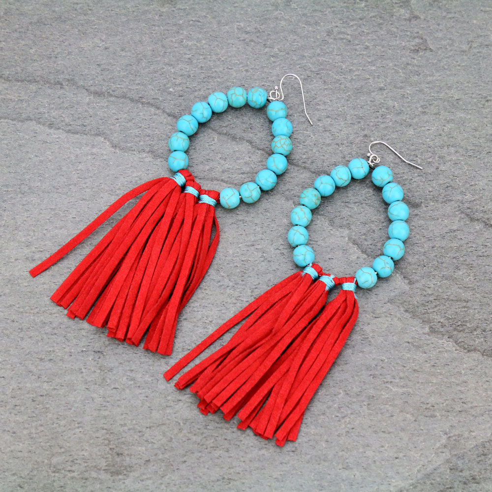 Navajo Style Pearl Tassel Dangle Earrings