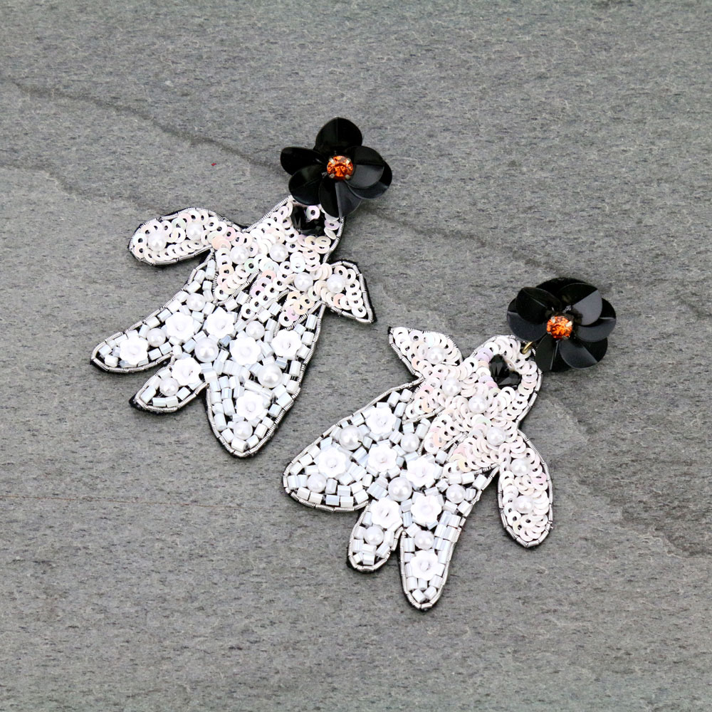 Handmade Halloween Ghost Beaded Stud Earrings