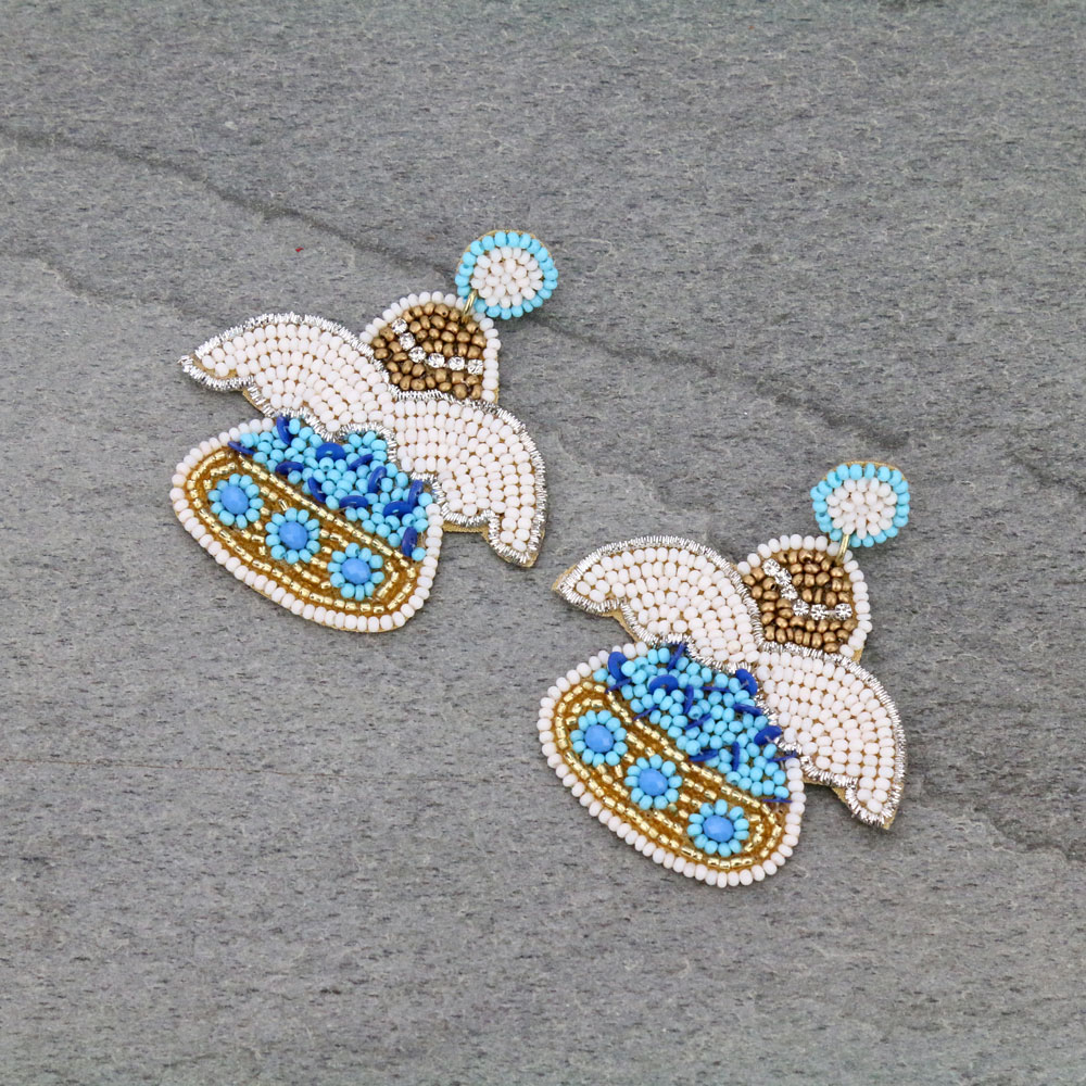 Handmade Angel Beaded Stud Earrings