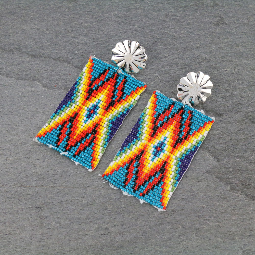 Handmade Navajo Style Seedbead Stud Earrings