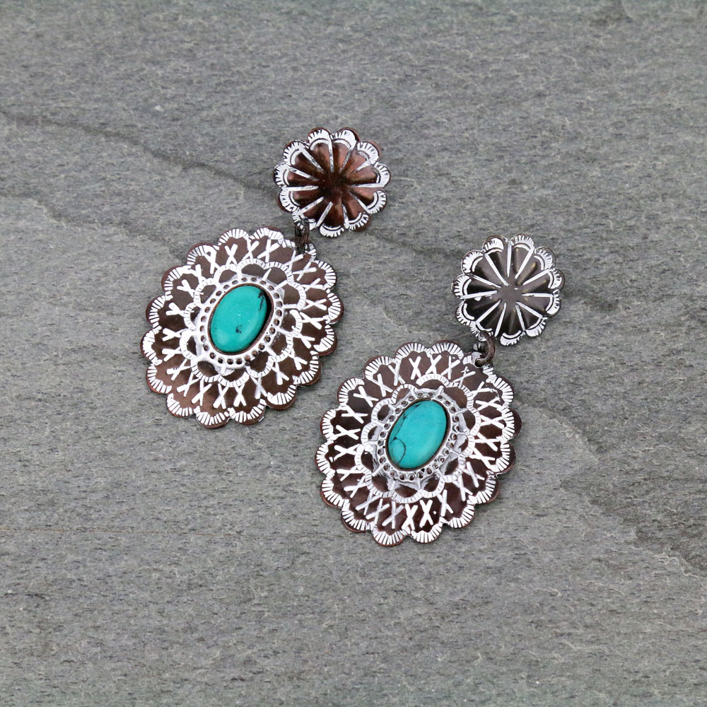 Handmade Turquoise Concho Stud Earrings