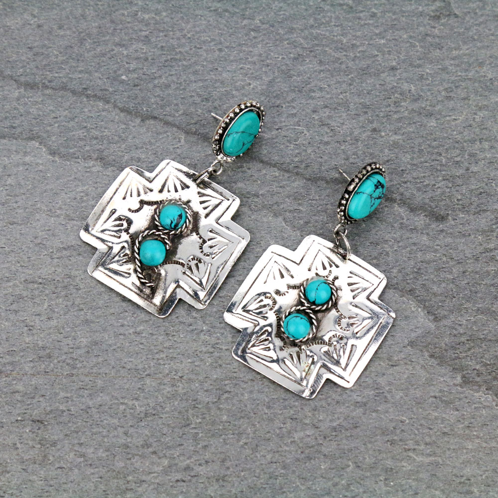 Handmade Western Turquoise Stone Stud Earrings