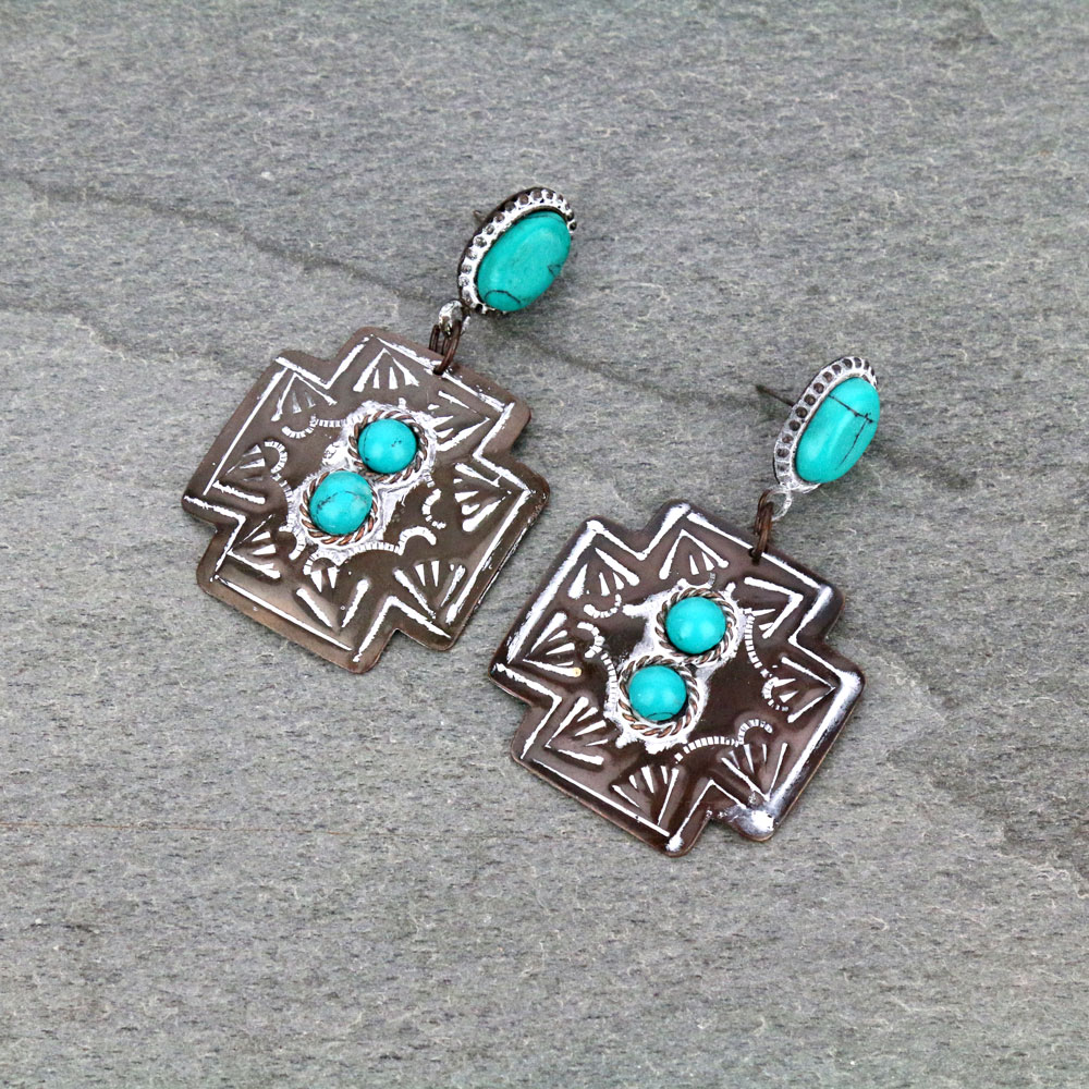 Handmade Western Turquoise Stone Stud Earrings