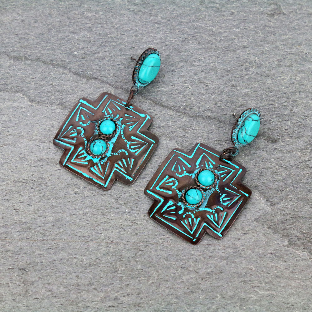 Handmade Western Turquoise Stone Stud Earrings