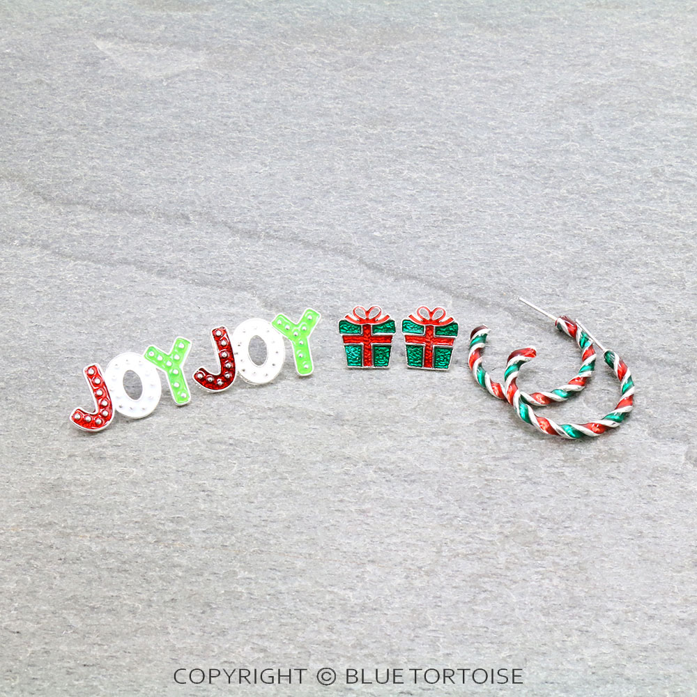 3 Pair Christmas Epoxy Earring Set