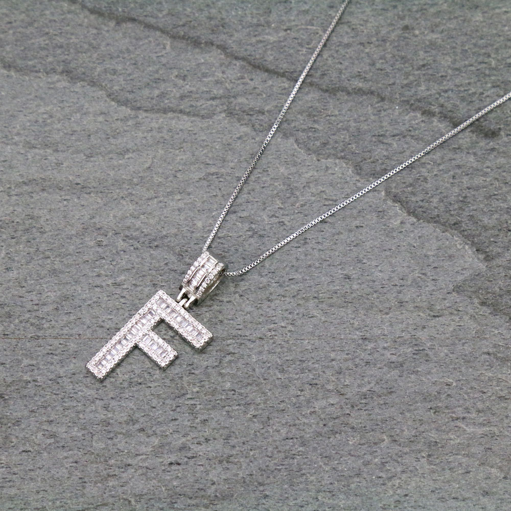 Letter F Cubic Zirconia Necklace