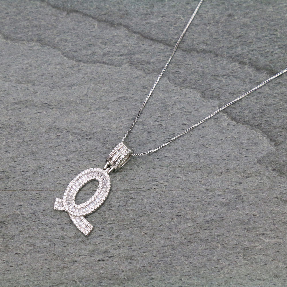 Letter Q Cubic Zirconia Necklace