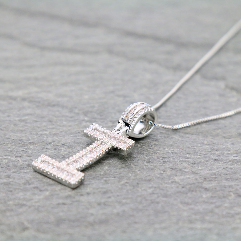 Letter I Cubic Zirconia Necklace - Image 3