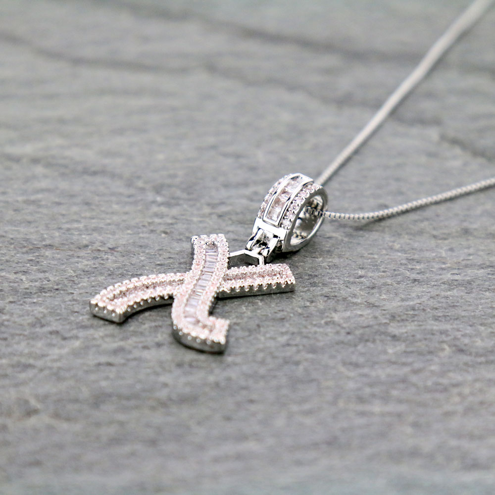 Letter X Cubic Zirconia Necklace - Image 3