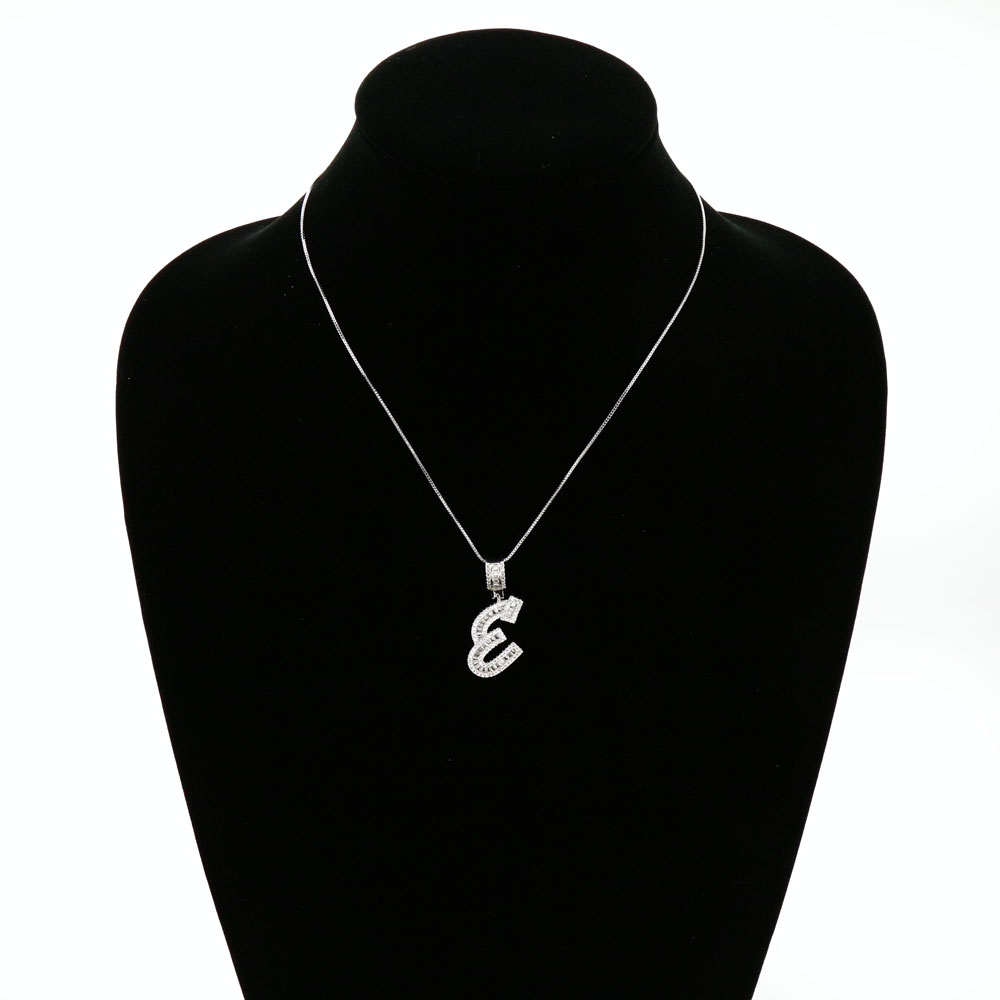 Letter E Cubic Zirconia Necklace - Image 2