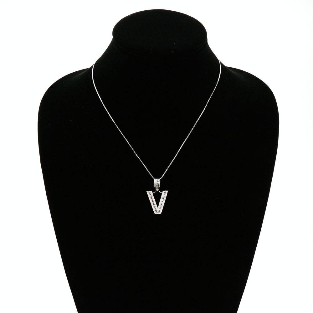 Letter V Cubic Zirconia Necklace - Image 2