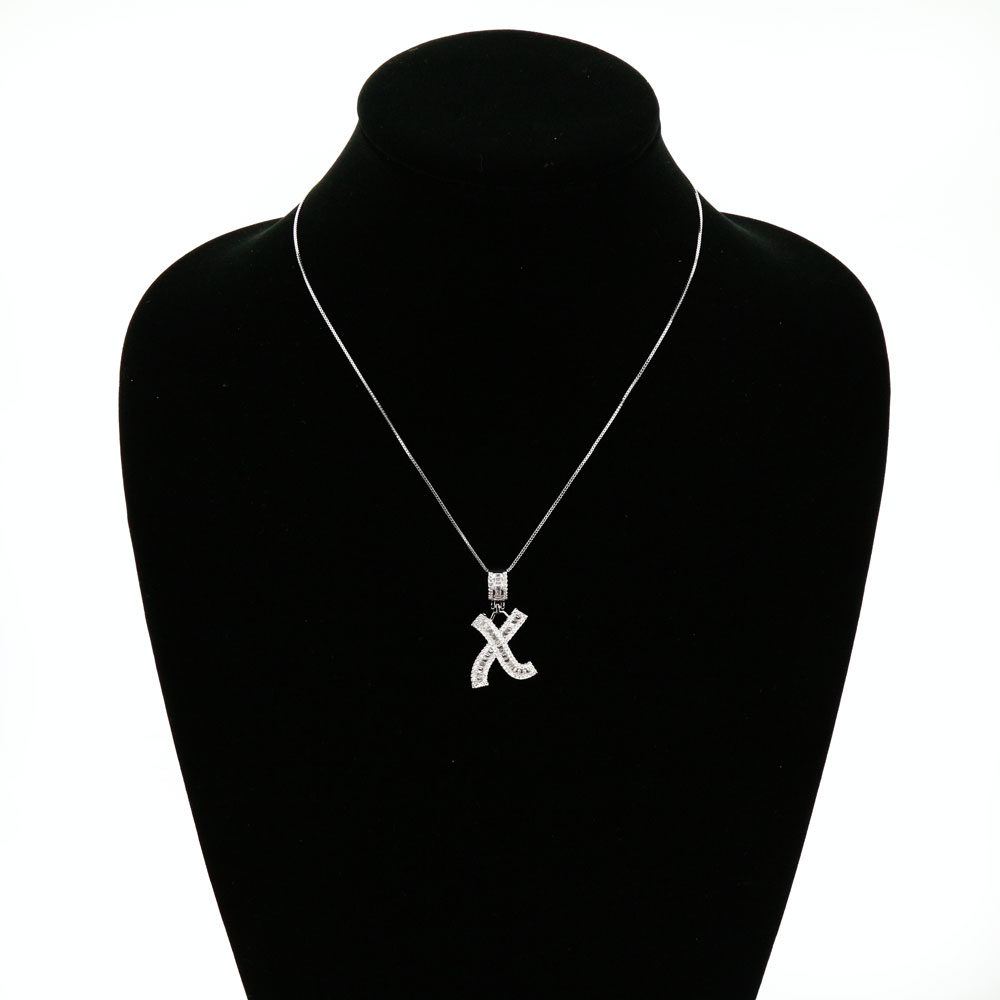 Letter X Cubic Zirconia Necklace - Image 2