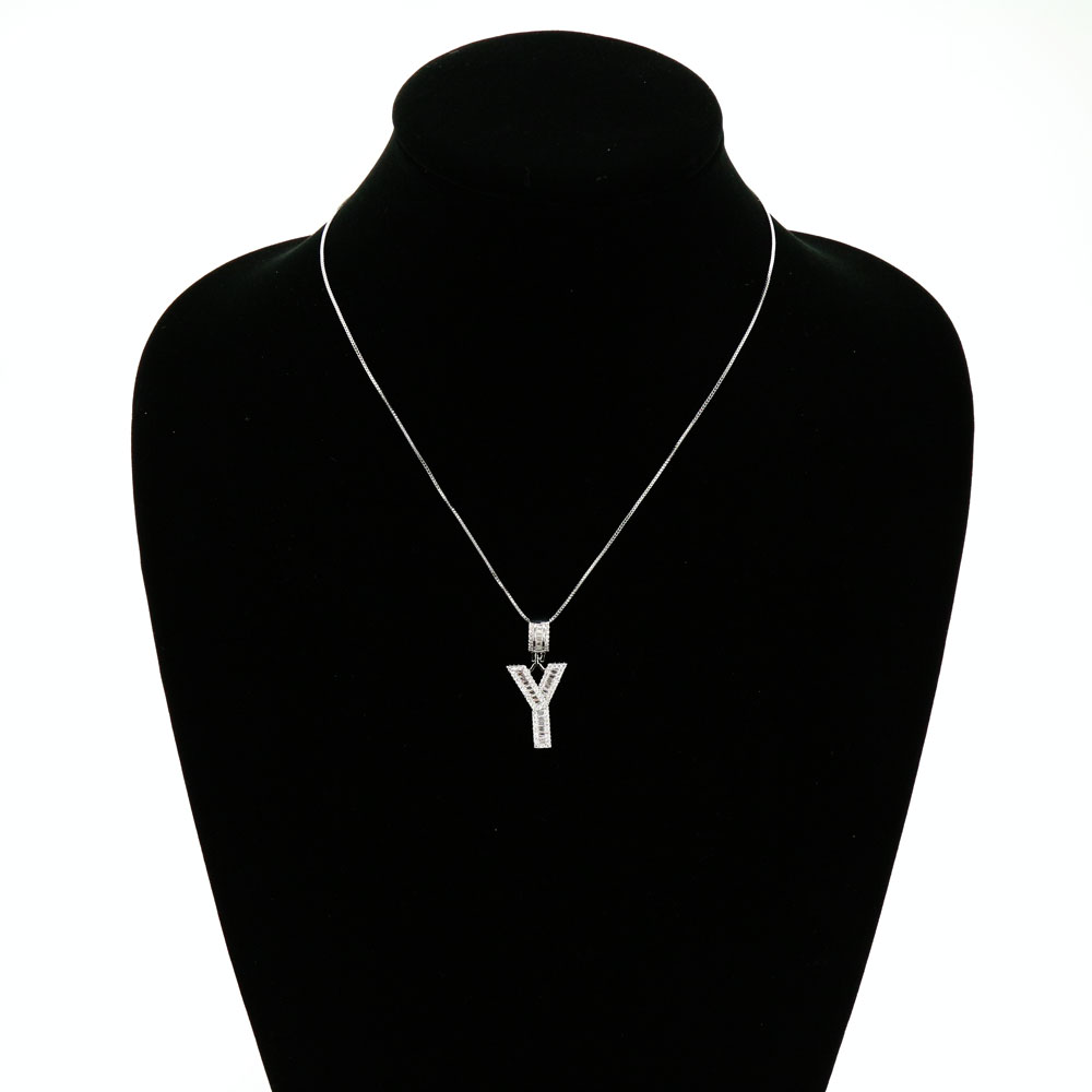 Letter Y Cubic Zirconia Necklace - Image 2