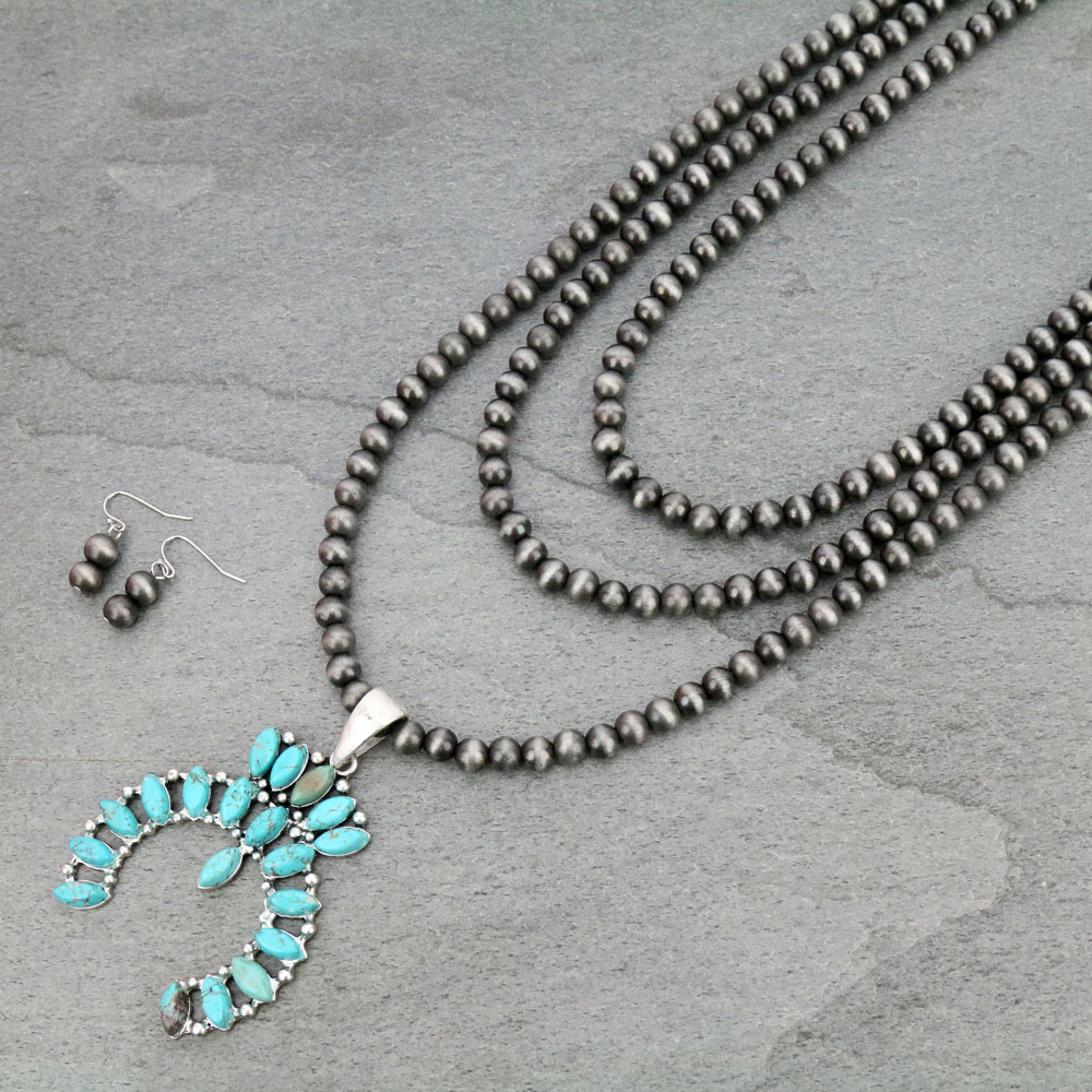 Squash Blossom Naja Style Natural Stone Necklace