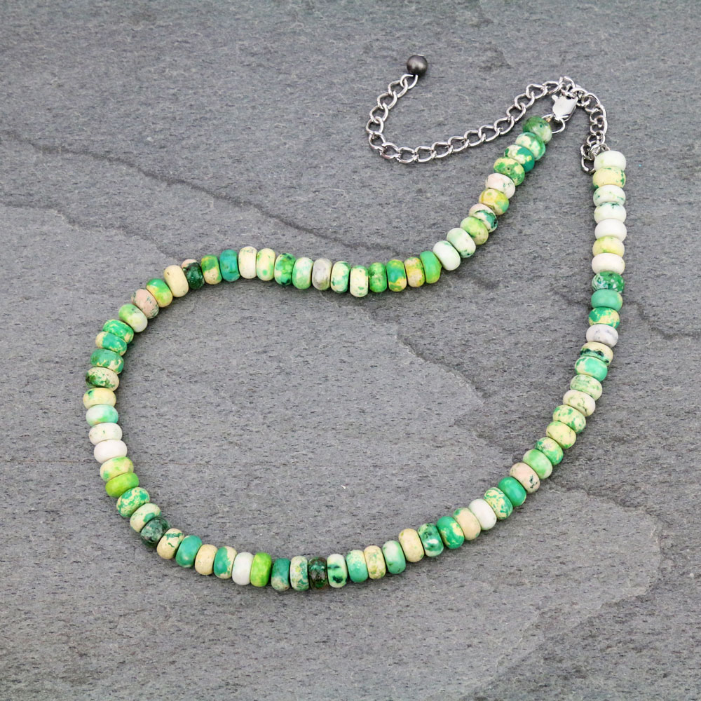 16" Long, Light Tone Natural Stone Necklace