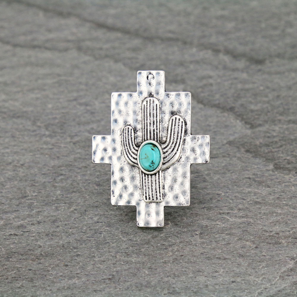 Cactus, Natural Stone Adjustable Ring with Double Band