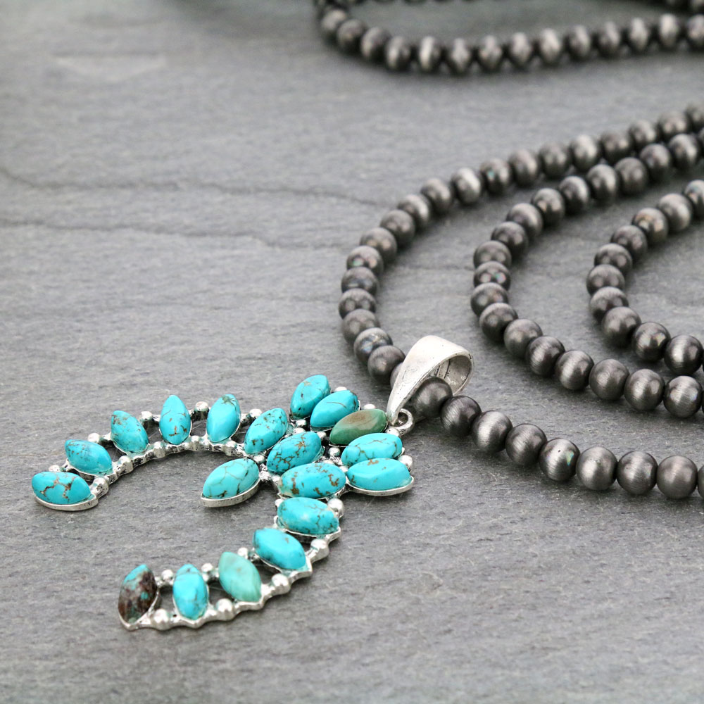 Squash Blossom Naja Style Natural Stone Necklace - Image 3