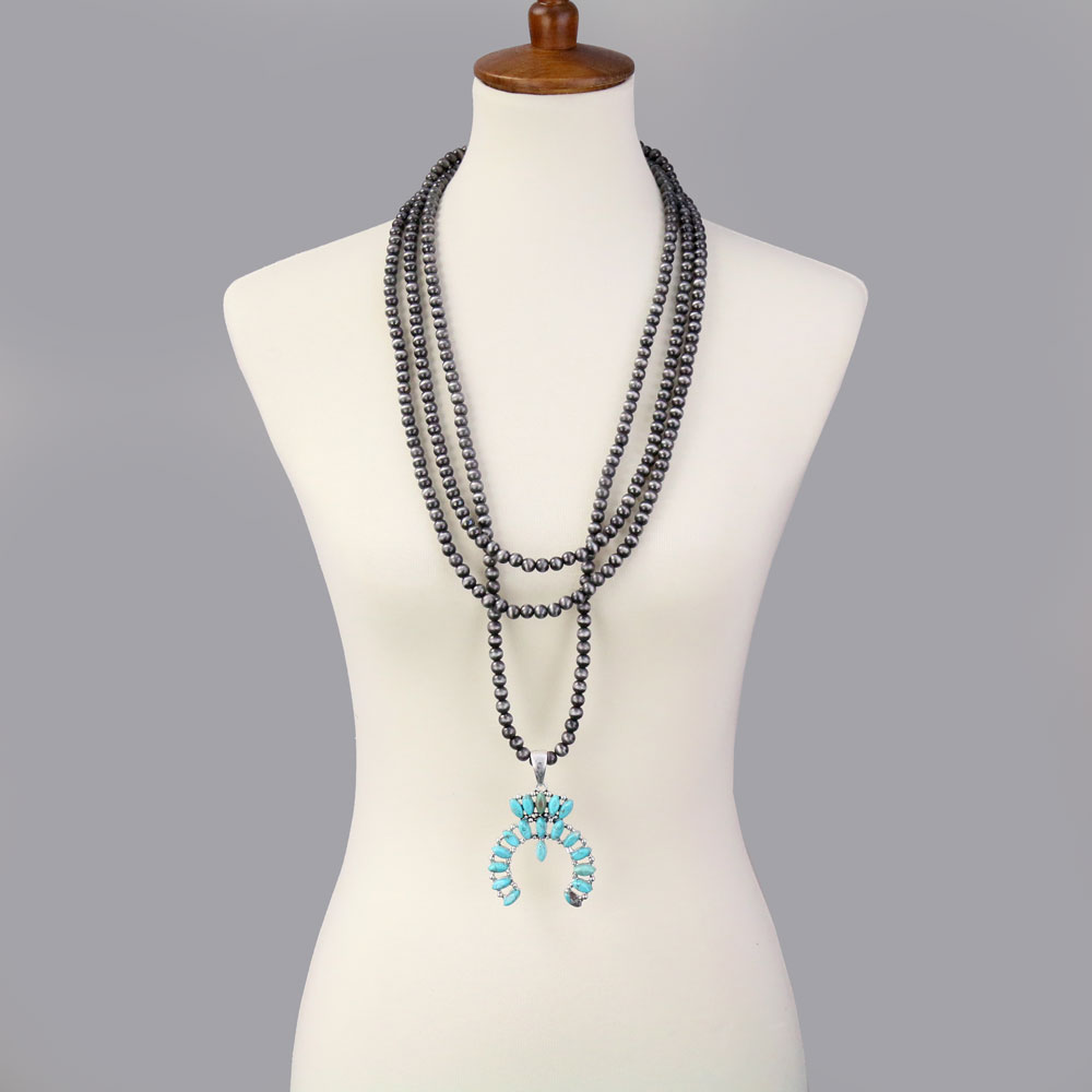 Squash Blossom Naja Style Natural Stone Necklace - Image 2