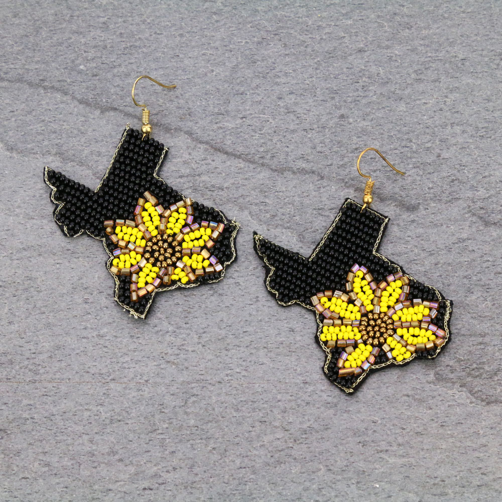 Texas Map Beaded Dangle Earrings
