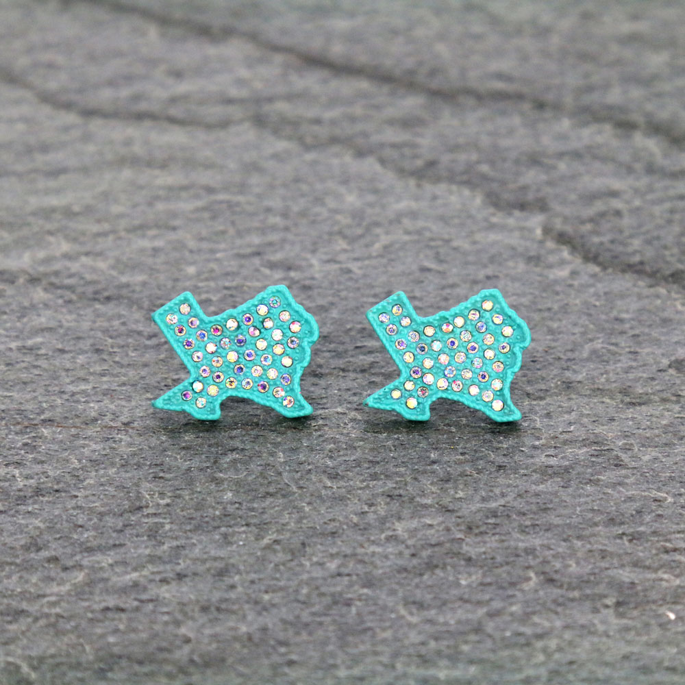 Texas Map Stone Stud Earrings