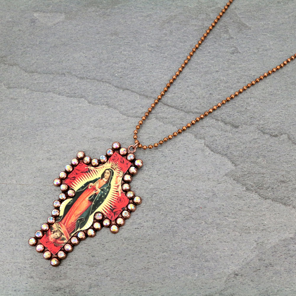 Lady of Guadalupe Cross Pendant Necklace